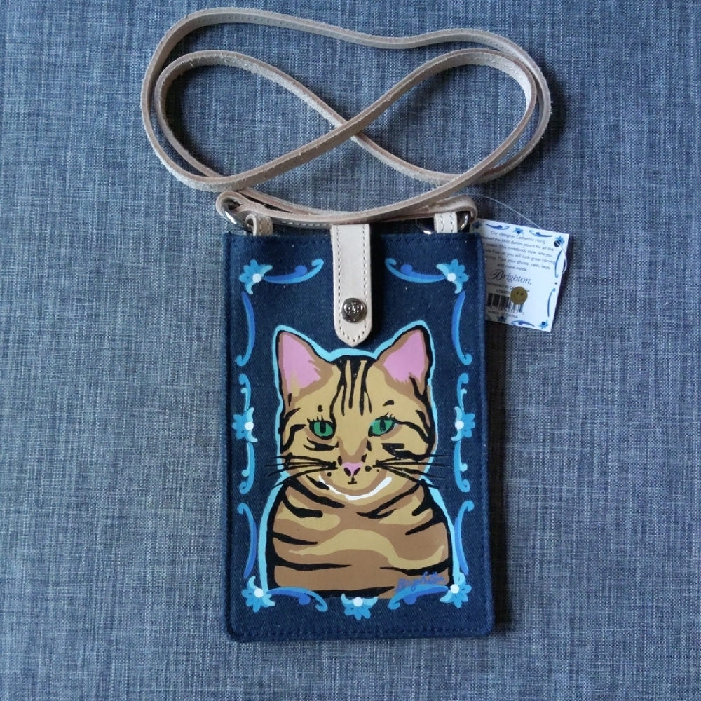 Brighton Cat-Themed Crossbody Bag - Blue Denim